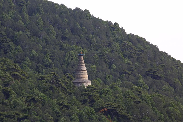 ▲远处的石塔屹立高山
