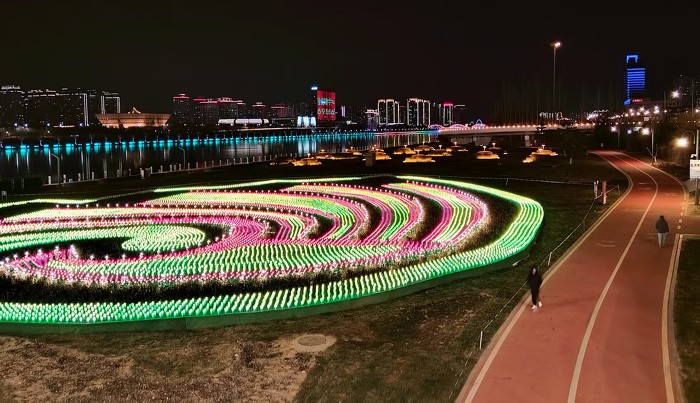 ▲花坛光影绚丽