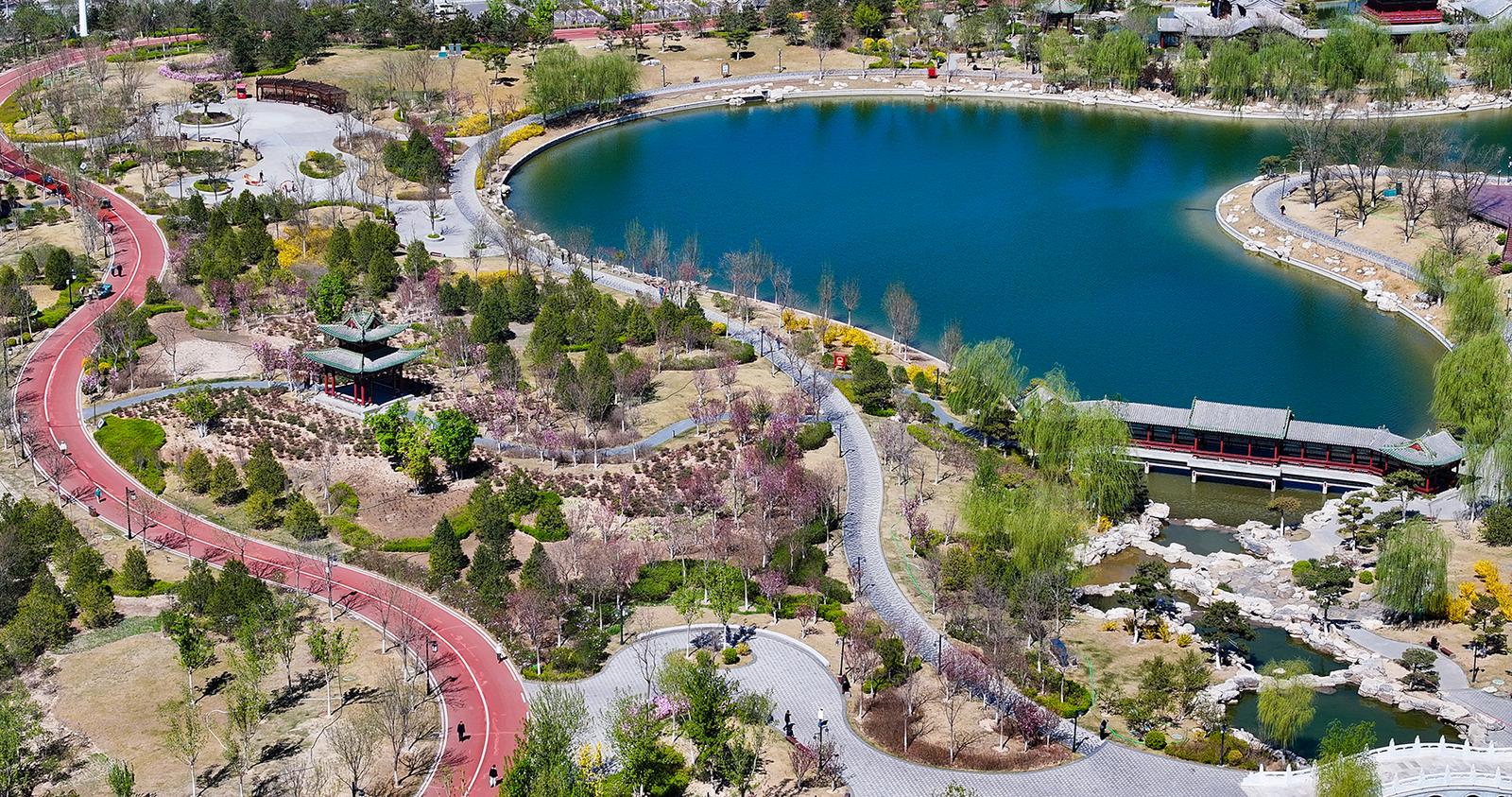 双塔公园春意盎然古韵悠悠